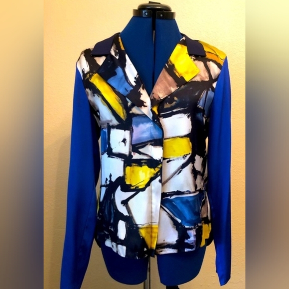 Elie Tahari | Abstract Print Women's Silk (94%) Blouse, Size S - Picture 2 of 7